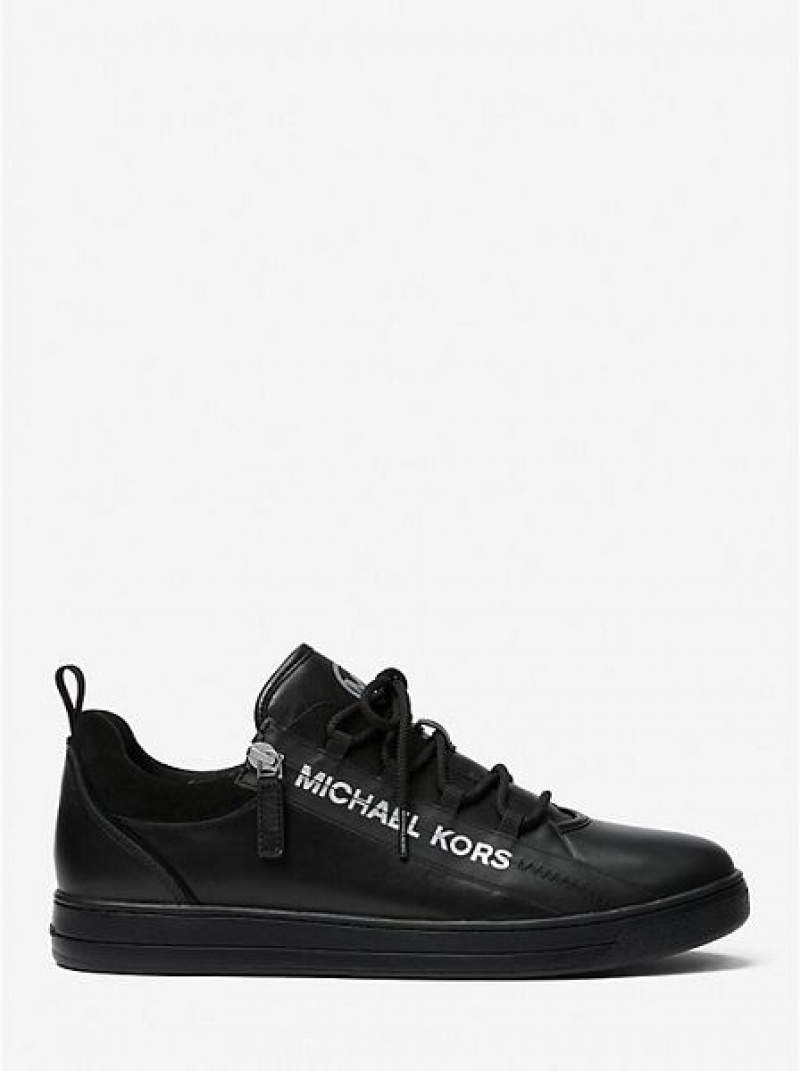 Sneakers Michael Kors Keating Pelle Zip And Pizzo-up Uomo Nere | 049825-UAZ