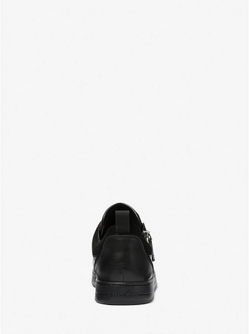 Sneakers Michael Kors Keating Pelle Zip And Pizzo-up Uomo Nere | 049825-UAZ