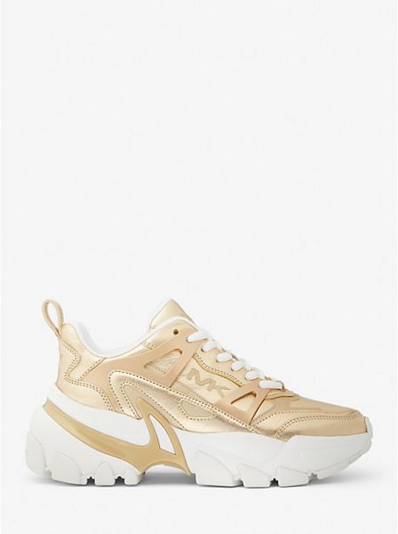 Sneakers Michael Kors Nick Metallic Pelle Donna Oro | 548670-ICQ