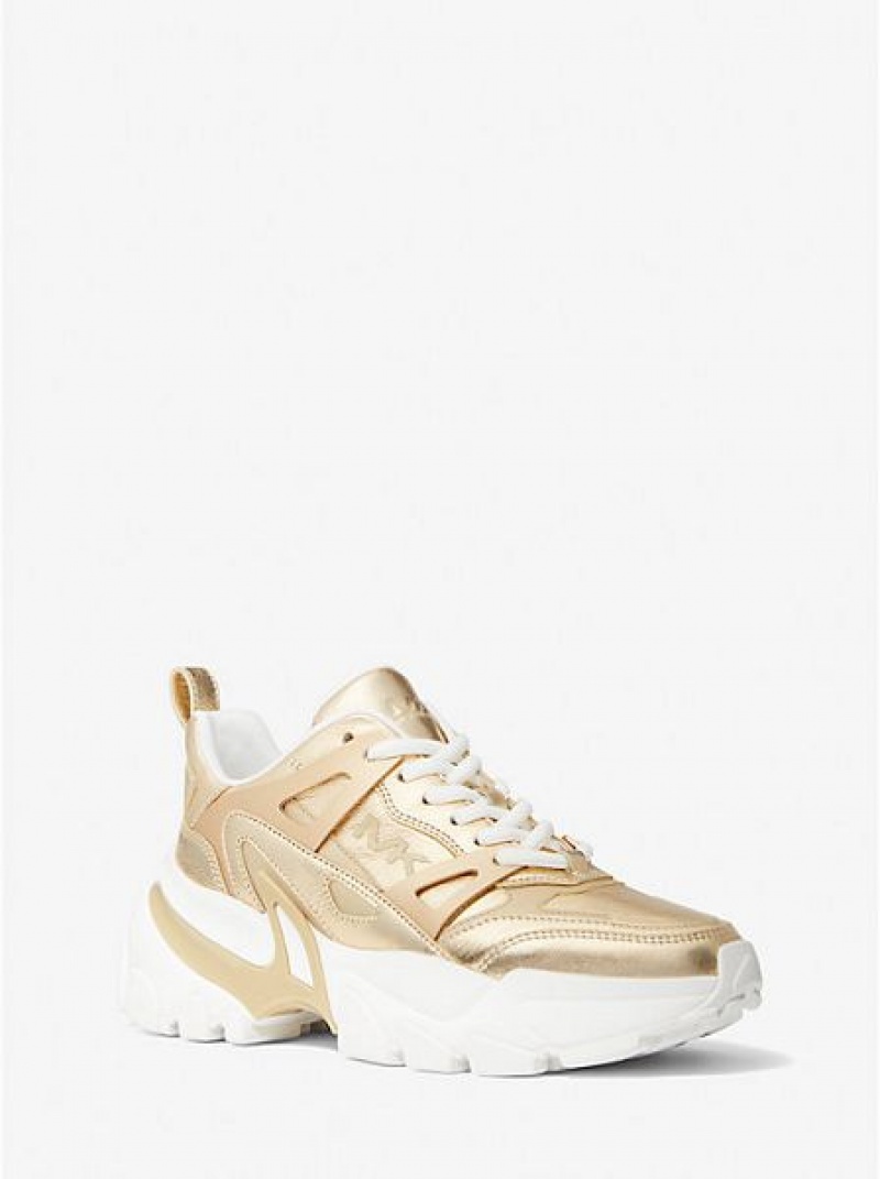 Sneakers Michael Kors Nick Metallic Pelle Donna Oro | 548670-ICQ