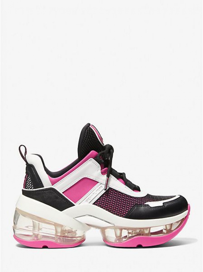 Sneakers Michael Kors Olympia Extreme Pelle And Scuba Donna Rosa Colorate | 049876-GUZ