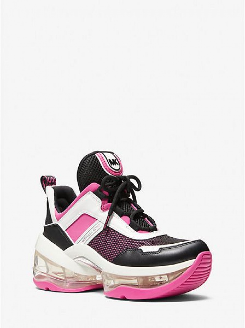 Sneakers Michael Kors Olympia Extreme Pelle And Scuba Donna Rosa Colorate | 049876-GUZ