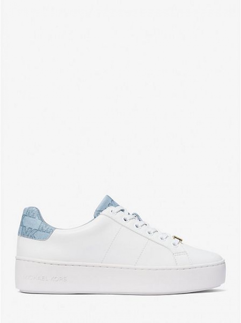 Sneakers Michael Kors Poppy Faux Pelle And Logo Donna Blu | 879516-OYC