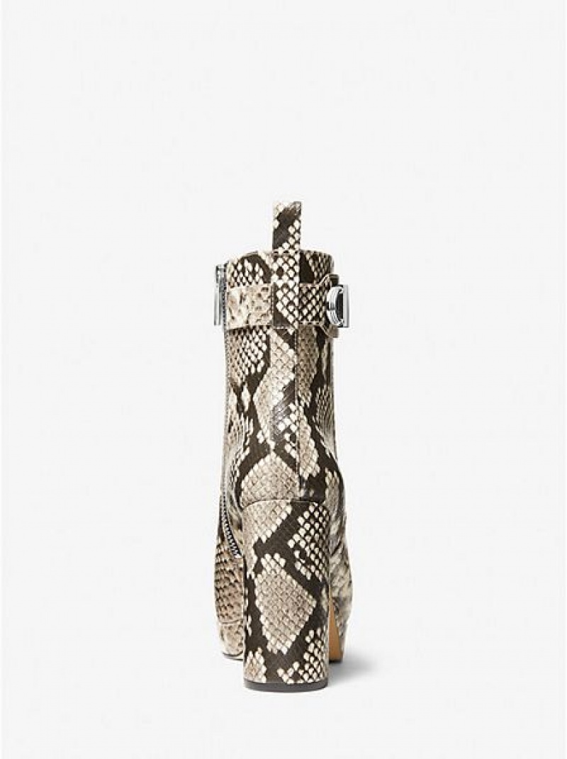 Stivali Platform Michael Kors Parker Snake Embossed Faux Donna Marroni | 915472-GFX