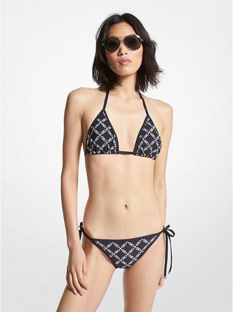 Top Bikini Michael Kors Empire Logo Triangle Donna Nere | 495217-EMZ